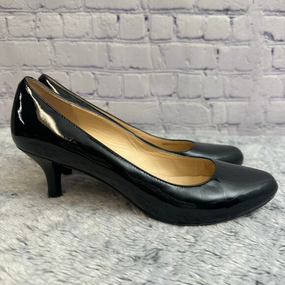 Cole Haan Black Patent Leather Margot Pumps Size 9.5B Formal Heels Work Office - Picture 1 of 9